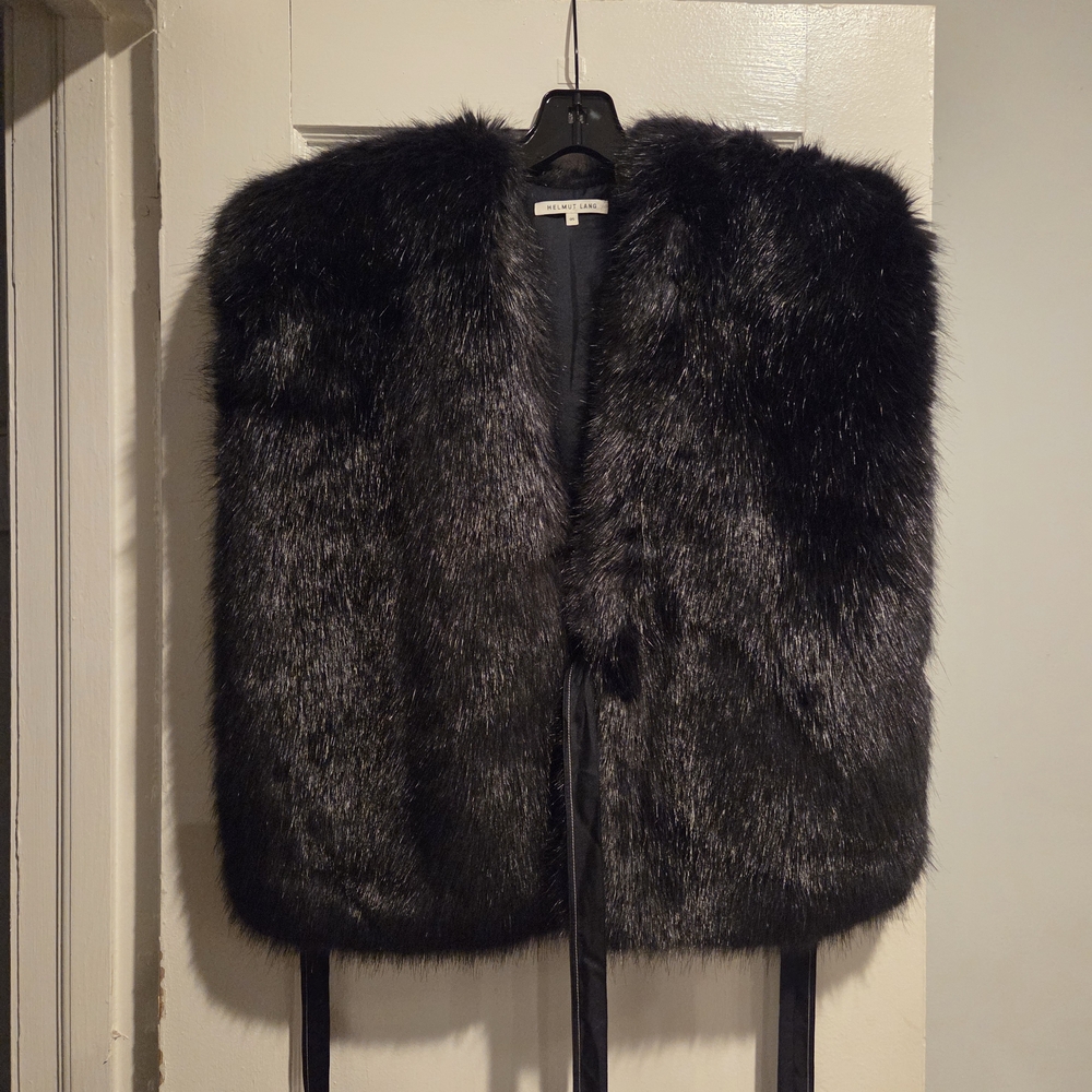 Helmut Lang Navy Faux Fur Vest